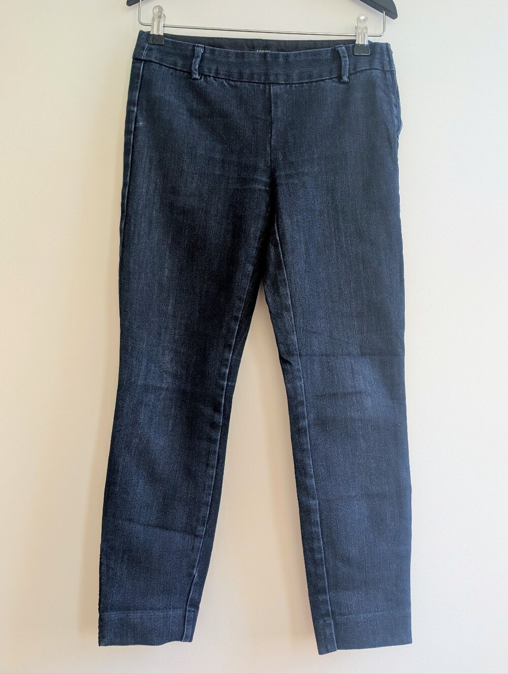 J.Crew Stretch City Fit Skinny Cropped Ankle Zipper Dark Wash Jeans Blue Sz 0